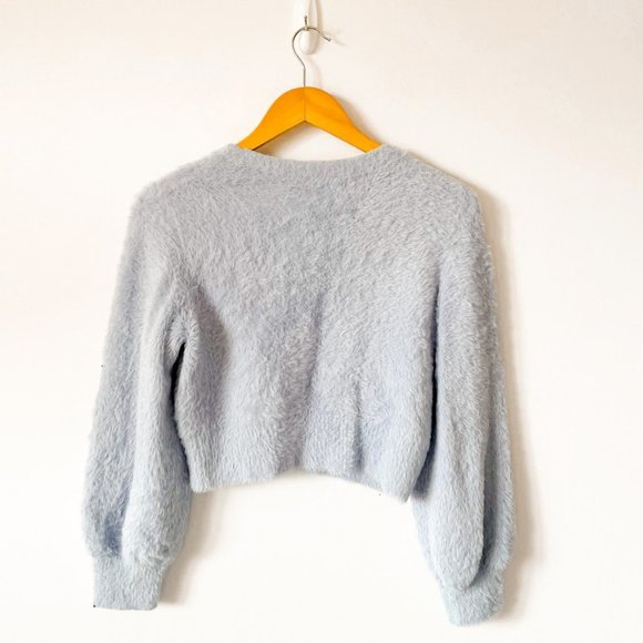 Aritzia Sunday Best Kitten Soft  Fuzzy Sweater Blue Sz M - Picture 4 of 6